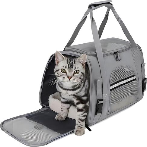 Pet Carrier Bag, Cat and Dog Travel Portable Bag Home, Airline Approved Duffle Bags, for Large Medium,Small Pets Under 30 lbs Easy to get cat in and Make Vet Visit Less Stressful in Kuwait