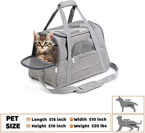 Pet Carrier Bag, Cat and Dog Travel Portable Bag Home, Airline Approved Duffle Bags, for Large Medium,Small Pets Under 30 lbs Easy to get cat in and Make Vet Visit Less Stressful in Kuwait