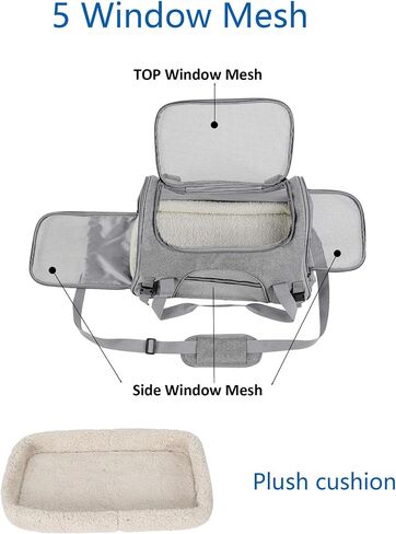 Pet Carrier Bag, Cat and Dog Travel Portable Bag Home, Airline Approved Duffle Bags, for Large Medium,Small Pets Under 30 lbs Easy to get cat in and Make Vet Visit Less Stressful in Kuwait