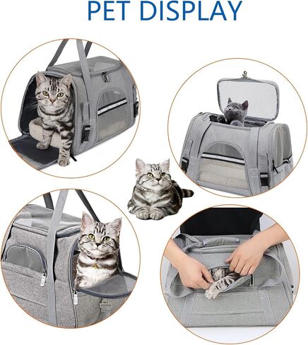 Pet Carrier Bag, Cat and Dog Travel Portable Bag Home, Airline Approved Duffle Bags, for Large Medium,Small Pets Under 30 lbs Easy to get cat in and Make Vet Visit Less Stressful in Kuwait