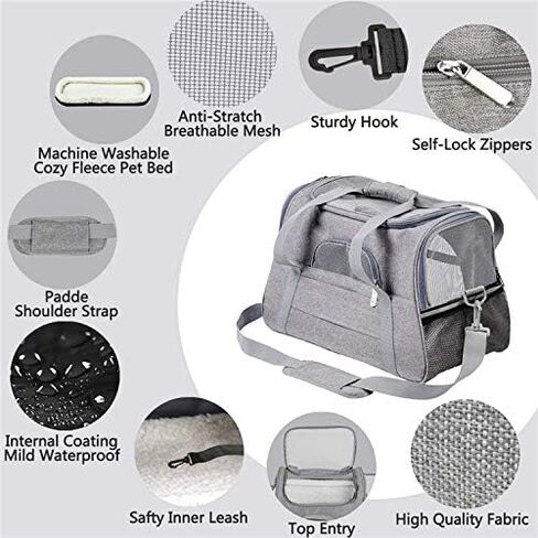 Pet Carrier Bag, Cat and Dog Travel Portable Bag Home, Airline Approved Duffle Bags, for Large Medium,Small Pets Under 30 lbs Easy to get cat in and Make Vet Visit Less Stressful in Kuwait
