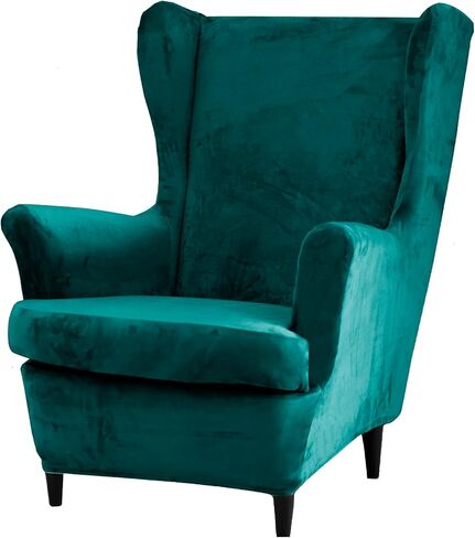 أغطية كراسي مجنحة من HOUSE DESTINY مكونة من قطعتين أغطية كرسي مجنحة مخملية قابلة للتمدد وأغطية كرسي بذراعين خلفي غطاء أريكة لحماية الأثاث in Kuwait