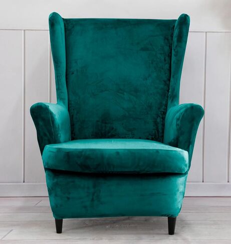 أغطية كراسي مجنحة من HOUSE DESTINY مكونة من قطعتين أغطية كرسي مجنحة مخملية قابلة للتمدد وأغطية كرسي بذراعين خلفي غطاء أريكة لحماية الأثاث in Kuwait