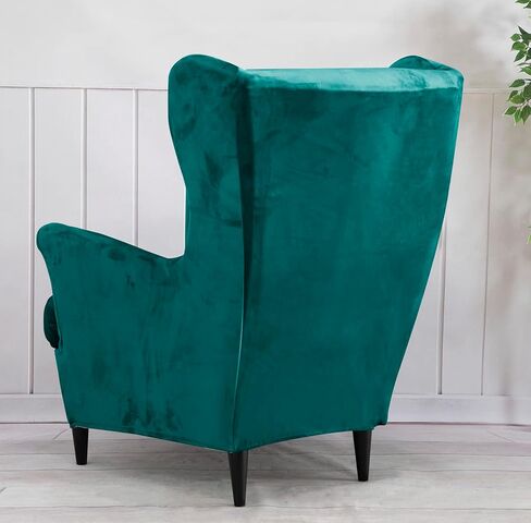 أغطية كراسي مجنحة من HOUSE DESTINY مكونة من قطعتين أغطية كرسي مجنحة مخملية قابلة للتمدد وأغطية كرسي بذراعين خلفي غطاء أريكة لحماية الأثاث in Kuwait