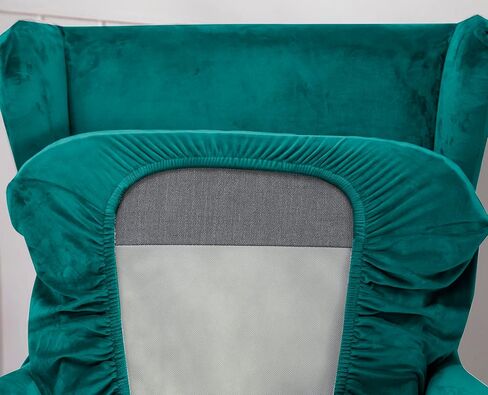 أغطية كراسي مجنحة من HOUSE DESTINY مكونة من قطعتين أغطية كرسي مجنحة مخملية قابلة للتمدد وأغطية كرسي بذراعين خلفي غطاء أريكة لحماية الأثاث in Kuwait