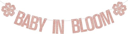 Baby in Bloom Banner Rose Gold Glitter, Baby in Bloom Baby Shower Decorations, Baby Shower Banner, Floral Themed Baby Shower Sign, Baby Girl Shower Decoration, Floral Baby Shower Decorations for Girl in Kuwait