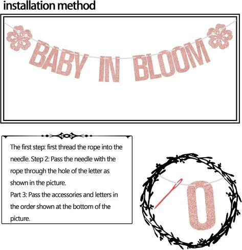 Baby in Bloom Banner Rose Gold Glitter, Baby in Bloom Baby Shower Decorations, Baby Shower Banner, Floral Themed Baby Shower Sign, Baby Girl Shower Decoration, Floral Baby Shower Decorations for Girl in Kuwait