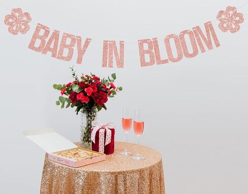 Baby in Bloom Banner Rose Gold Glitter, Baby in Bloom Baby Shower Decorations, Baby Shower Banner, Floral Themed Baby Shower Sign, Baby Girl Shower Decoration, Floral Baby Shower Decorations for Girl in Kuwait