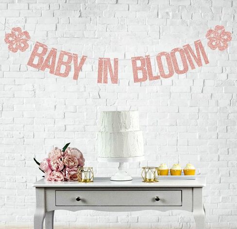 Baby in Bloom Banner Rose Gold Glitter, Baby in Bloom Baby Shower Decorations, Baby Shower Banner, Floral Themed Baby Shower Sign, Baby Girl Shower Decoration, Floral Baby Shower Decorations for Girl in Kuwait