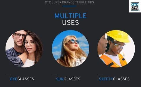 OTC Super Brands Temple Tips Pair Eyewear Comfort and Reduced Slippage - Fits Medium to Large Size Frames - Not Wire or Narrow Frames - (1 Pair) in Kuwait