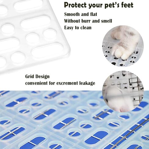 4 Pcs Rabbit Feet Pad Plastic Bunny Cage Floor Mat Foot Resting Hole Leak Water Nest Mat Pet for Small Animal Hamster Rat Chinchilla Guinea Pig Cats Dogs (Blue) in Saudi Arabia