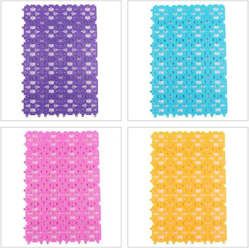 RUBYHOME 4-Pack Pet Mat for Bunny Rabbit Cage, 11.8 x 7.87 Inches Per Pieces Plastic Heart Hole Splice Feet Pad Water Leak Holder in Cages Dog Cat Rabbit Mats (Colorful) in Kuwait