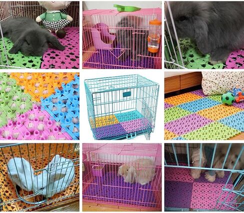 RUBYHOME 4-Pack Pet Mat for Bunny Rabbit Cage, 11.8 x 7.87 Inches Per Pieces Plastic Heart Hole Splice Feet Pad Water Leak Holder in Cages Dog Cat Rabbit Mats (Colorful) in Kuwait