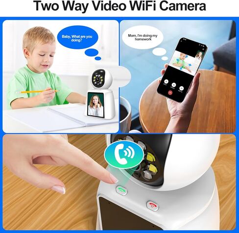 Xparkin 3MP Video Baby Monitor with 2.8 Inch Display Screen Smart 2.4G 2K WiFi Indoor Security Camera Support Remote Pan&Tilt Two-Way Video Wireless Cameras for Pet/Dog/Child/Elder with Phone APP in Kuwait