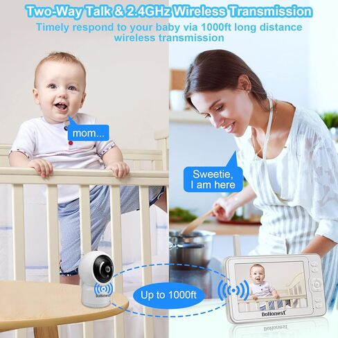 DoHonest Baby Monitor HD 1080P Camera Audio Home Wireless 5" Display Infant Video Monitoring Remote Pan Tilt Infrared Night Vision 1000ft Range Temperature Sensor S06 in Kuwait