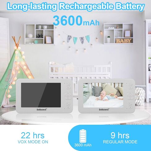 DoHonest Baby Monitor HD 1080P Camera Audio Home Wireless 5" Display Infant Video Monitoring Remote Pan Tilt Infrared Night Vision 1000ft Range Temperature Sensor S06 in Kuwait
