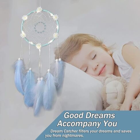 مجموعة ZYNQACC DIY Dream Catcher Kit، مجموعة Daisy Dream Catcher Craft Kit، مصنوعة يدويًا من ريش الأحلام لغرفة النوم ديكور معلق على الحائط مثالي لصندوق هدايا عيد الميلاد مناسب للبالغين والمراهقين (أزرق) in Kuwait