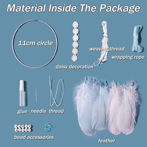 مجموعة ZYNQACC DIY Dream Catcher Kit، مجموعة Daisy Dream Catcher Craft Kit، مصنوعة يدويًا من ريش الأحلام لغرفة النوم ديكور معلق على الحائط مثالي لصندوق هدايا عيد الميلاد مناسب للبالغين والمراهقين (أزرق) in Kuwait