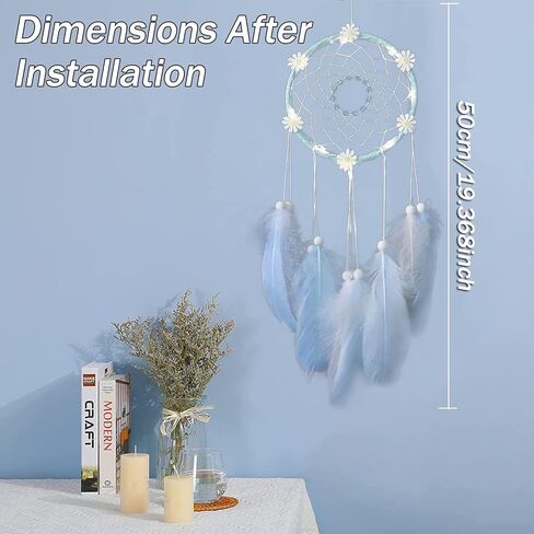 مجموعة ZYNQACC DIY Dream Catcher Kit، مجموعة Daisy Dream Catcher Craft Kit، مصنوعة يدويًا من ريش الأحلام لغرفة النوم ديكور معلق على الحائط مثالي لصندوق هدايا عيد الميلاد مناسب للبالغين والمراهقين (أزرق) in Kuwait