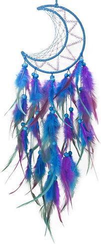 Dream Catcher Wall Decor, Dream Catcher for Girls, Dream Catcher Kit with Feathers and Beads Pendant, Handwoven Dream Catchers for Bedroom and Living Room Decoration (Blue black) in Kuwait
