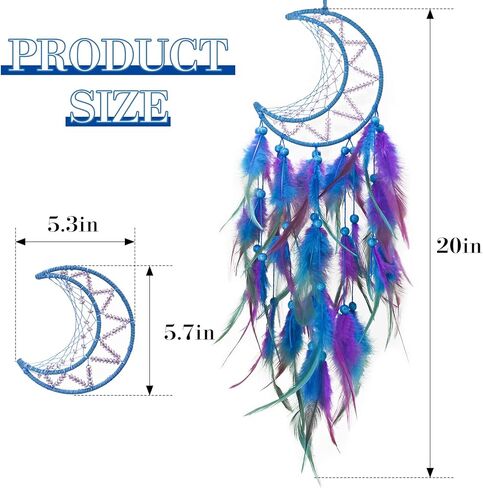 Dream Catcher Wall Decor, Dream Catcher for Girls, Dream Catcher Kit with Feathers and Beads Pendant, Handwoven Dream Catchers for Bedroom and Living Room Decoration (Blue black) in Kuwait