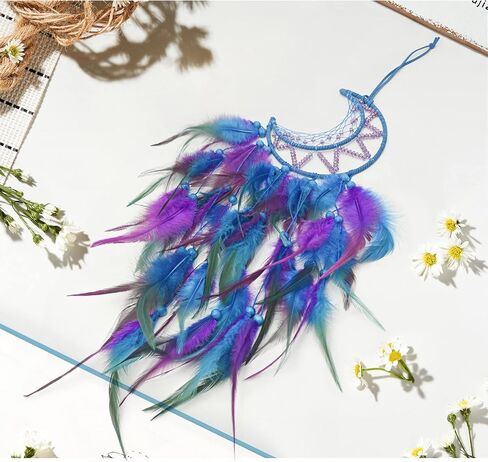 Dream Catcher Wall Decor, Dream Catcher for Girls, Dream Catcher Kit with Feathers and Beads Pendant, Handwoven Dream Catchers for Bedroom and Living Room Decoration (Blue black) in Kuwait