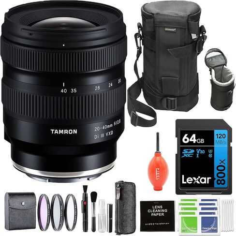 عدسة Tamron مقاس 20-40 مم f/2.8 Di III VXD لهاتف Sony E مع ملحقات متقدمة وحزمة سفر | ضمان الولايات المتحدة الأمريكية لمدة 6 سنوات | AFA062S-700 | تامرون 20-40 ملم سوني إي in Kuwait