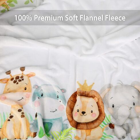 Baby Monthly Milestone Blanket Boy or Girl | Safari Jungle Animals Months Blanket | Gender Neutral Photo Blanket for Newborn Baby | Super Soft Premium Fleece | Bib+Marker 40"x50" in Saudi Arabia
