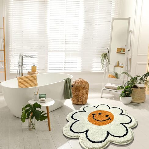 سجاد الحمام من FOMAILE، سجادة حمام لطيفة، سجادة عباد الشمس، سجادة وجه سعيد، سجادة حمام قوية ممتصة للماء، سجادة فائقة الامتصاص ورقيقة، قابلة للغسل في الغسالة، سجادات حوض استحمام للاستحمام، حوض الاستحمام، غرفة النوم 23.6 بوصة in Kuwait