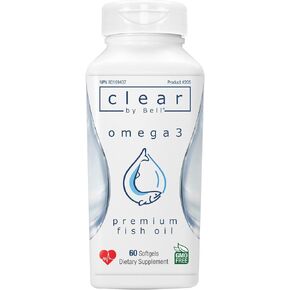 مكملات زيت السمك النقي أوميجا 3 من بيل كلير، 2000 مجم لكل حصة - خالية من التجشؤ ممتازة، نظيفة وواضحة، بدون طعم مريب ولا تكرار (التجشؤ)، خالية من الكوليسترول، خالية من الكائنات المعدلة وراثيًا والمواد المسببة للحساسية، 60 كبسولة هلامية in Kuwait