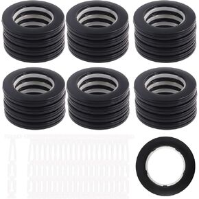 Swpeet 20 Pack Silver Plastic Curtain Grommets, Inner Diameter 40mm-1.7Inch Silencer Sliding Black Sheers Curtain Grommets, Curtain Eyelet Ring Black Low Noise Curtain Rings for Window Curtain Hanging in Kuwait