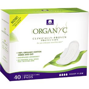 Organyc New and Improved 100% Certified Organic Cotton Overnight Feminine Pads, Heaviest Flow, Super Absorbency, 28 Count in Kuwait