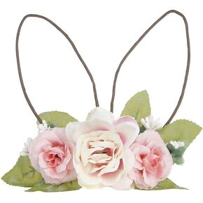 DreamLily Baby Girls Flower Crown Spring Bunny Headband Woodland Floral Head قطعة للأطفال الصغار BB14