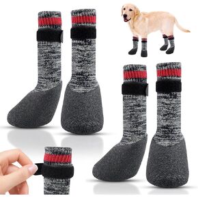 QINLECTRI 2 Pairs Dog Socks Anti Slip Dog Socks Boots Anti-Slip Dog Paw Protector Waterproof Rubber Bottom Dog Shoes Rubber Sole Dog Boots with Adjustable Straps for Indoor Outdoor Wear in Kuwait