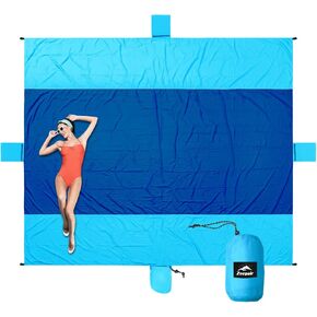 Zeepair Beach Blanket Waterproof Sandproof Oversized 10x9ft Beach Mat Outdoor Extra Large Sand Free Foldable Lightweight Picnic Beach Towel with 4 Stakes & 8 Pockets for Vacation Travel Camping Hiking in Kuwait