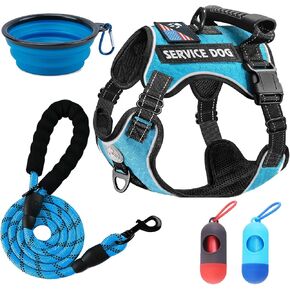 Cymiler Service Dog Vest,No-Pull Dog Harness and Leash Set,Adjustable Oxford Reflective Service Dog Vest Harness with Handle for Outdoor Walking Training,Easy Control for Small Medium Large Dogs in Kuwait