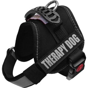 Albcorp Reflective Therapy Dog Vest Harness, Woven Nylon, Adjustable Service Animal Jacket, with 2 Hook and Loop Therapy Dog Removable Patches. Red, Large