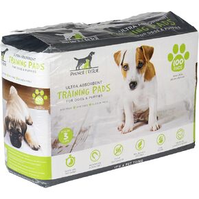 Pounce + Fetch 100 Pack Dog Training Pads | Puppy Pee Pad | BPA Free | 22" x 23" | Absorbent & Leak Proof | Odor Neutralizer | Disposable | Grey in Kuwait