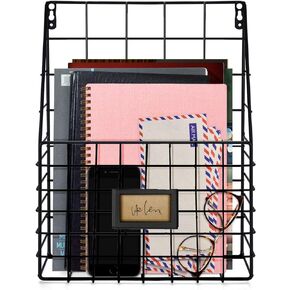 Flexzion Wall Folder File Letter Pocket Holder (6 Pack) Metal Mesh Desk Hanging Basket Box Bin Mail A4 Size Paper Document Organizer, Storage Rack Single Slot Wall Mount for Office School Home - Black in Kuwait