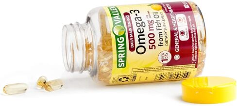 Spring Valley Omega-3 500 Mg From Fish Oil, Heart Health, Lemon,120 Softgels in Kuwait