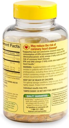 Spring Valley Omega-3 500 Mg From Fish Oil, Heart Health, Lemon,120 Softgels in Kuwait