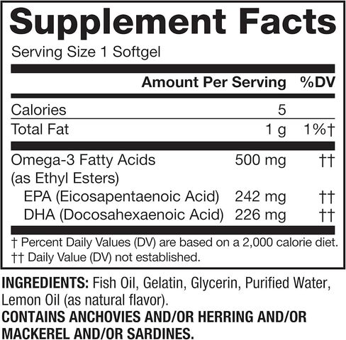 Spring Valley Omega-3 500 Mg From Fish Oil, Heart Health, Lemon,120 Softgels in Kuwait