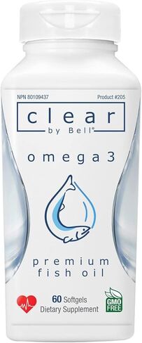 مكملات زيت السمك النقي أوميجا 3 من بيل كلير، 2000 مجم لكل حصة - خالية من التجشؤ ممتازة، نظيفة وواضحة، بدون طعم مريب ولا تكرار (التجشؤ)، خالية من الكوليسترول، خالية من الكائنات المعدلة وراثيًا والمواد المسببة للحساسية، 60 كبسولة هلامية in Kuwait