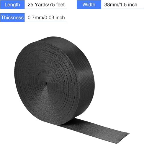 MECCANIXITY حزام منسوج من النايلون المسطح مقاس 1.5 بوصة و25 ياردة وردي لحقيبة الظهر وحزام الشحن ورف الأمتعة in Kuwait