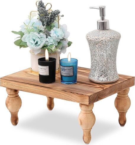 Decorative Wood Risers for Display - 12 x 9 x 5.5 Wood Pedestal Stand Table for Farmhouse Decor, Kitchen Counter Decor - Wooden Kitchen Soap Tray for Farmhouse Table Decor (Classic Black) in Saudi Arabia