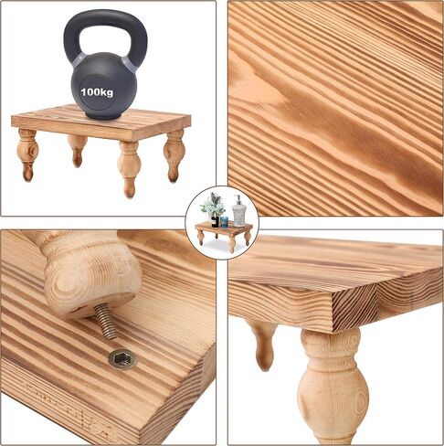 Decorative Wood Risers for Display - 12 x 9 x 5.5 Wood Pedestal Stand Table for Farmhouse Decor, Kitchen Counter Decor - Wooden Kitchen Soap Tray for Farmhouse Table Decor (Classic Black) in Saudi Arabia