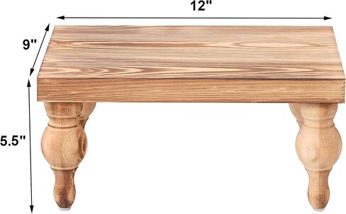 Decorative Wood Risers for Display - 12 x 9 x 5.5 Wood Pedestal Stand Table for Farmhouse Decor, Kitchen Counter Decor - Wooden Kitchen Soap Tray for Farmhouse Table Decor (Classic Black) in Saudi Arabia
