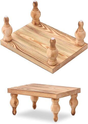 Decorative Wood Risers for Display - 12 x 9 x 5.5 Wood Pedestal Stand Table for Farmhouse Decor, Kitchen Counter Decor - Wooden Kitchen Soap Tray for Farmhouse Table Decor (Classic Black) in Saudi Arabia