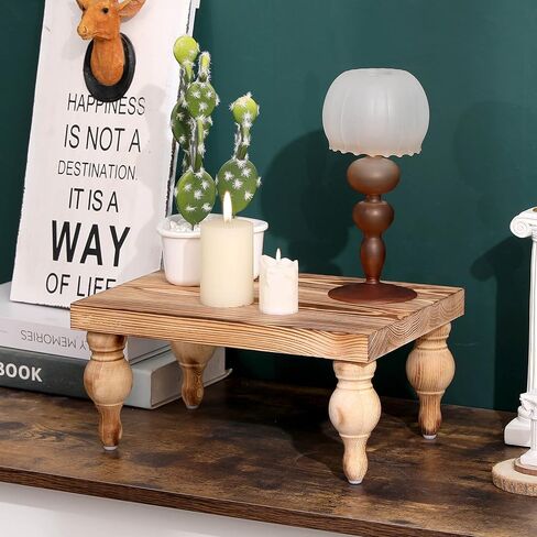 Decorative Wood Risers for Display - 12 x 9 x 5.5 Wood Pedestal Stand Table for Farmhouse Decor, Kitchen Counter Decor - Wooden Kitchen Soap Tray for Farmhouse Table Decor (Classic Black) in Saudi Arabia