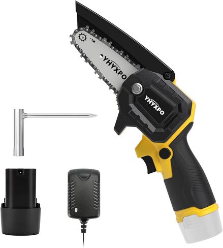 YHYXPO Mini-Chainsaw-Carless 4 بوصة - منشار كهربائي صغير محمول مع بطارية 12V 1.5AH 1Pack، بطارية منشار صغير تعمل بالطاقة لقطع الخشب وتقليم الأشجار (أخضر) in Kuwait